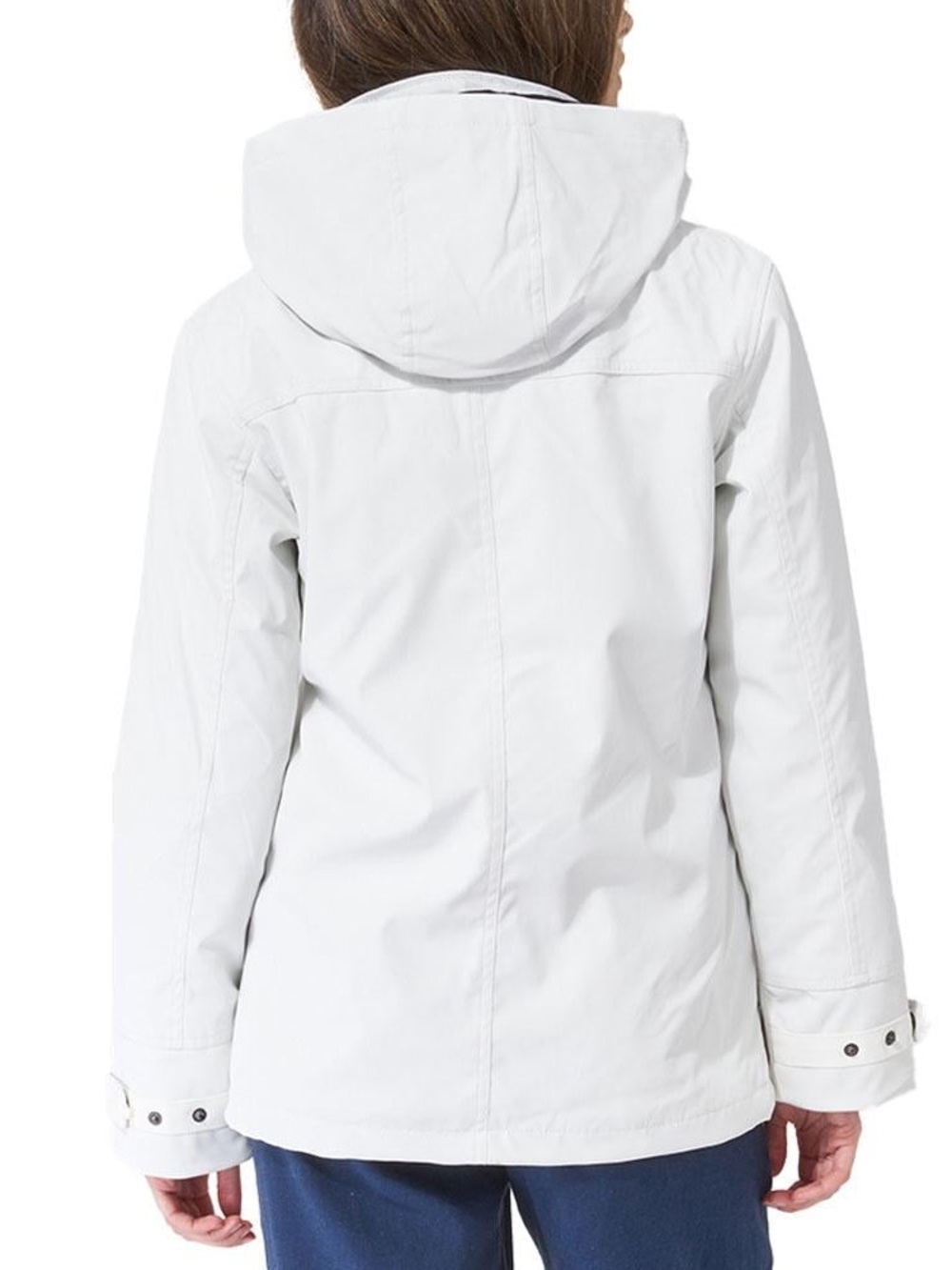 Batela Waterproof White Rain Jacket - Nautical Coat - Fleece Lined Hooded Size M - Picture 2 of 11